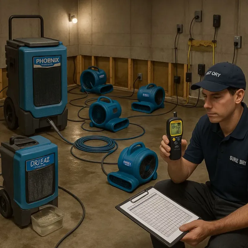 Structural Drying and Dehumidification process in Northwood, NH